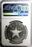 Ghana Silver Proof 1958 10 Shillings NGC PF62 Mintage-11,000 Independence KM# 7