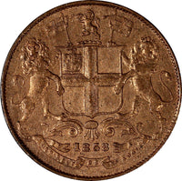 India-British Victoria Copper 1858 1/4 Anna KM# 463.1 (19 377)