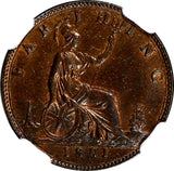 Great Britain Victoria Bronze 1881 Farthing 3 BERRIES NGC MS62 BN KM# 753