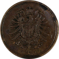 Germany - Empire Wilhelm I Copper 1885 J 1 Pfennig RARE DATE KM# 1 (19 625)
