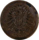 Germany - Empire Wilhelm I Copper 1885 J 1 Pfennig RARE DATE KM# 1 (19 625)