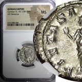 Roman Gordian III 238-244 A.D. Silver Denarius NGC MS /Pietas Nice  (089)