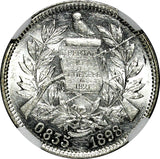 Guatemala Silver 1898 2 Reales NGC MS61 KM# 167 (006)