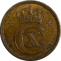 Denmark Christian X Bronze 1923 2 Ore Last Date Type KM# 813.2 (18 397)