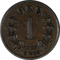 Norway Oscar II Bronze 1899 1 Øre The Norwegian Lion KM# 352 (20 712)