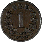 Norway Oscar II Bronze 1899 1 Øre The Norwegian Lion KM# 352 (20 712)