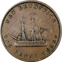 CANADA New Brunswick Victoria  Copper 1843 1 Penny Token 34,1 mm KM# 2 (21 091)