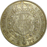 SWEDEN Oscar II Silver 1907 EB 2 Kronor Golden Wedding Anniversary KM# 776 (125)