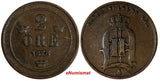 SWEDEN Oscar II Bronze 1878 2 ORE (Short Text) RARE DATE KM# 735 (13 793)