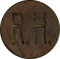 COSTA RICA Brass Rohrmoser Hermanos Token "R.H."Engraved Both Sides 18 mm SCARCE