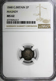 Great Britain Victoria Silver 1848 2 Pence Maundy NGC MS62 NICE TONED KM# 729