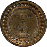 Tunisia Muhammad IV Bronze AH1322//1903 A 5 Centimes RED-BROWN UNC KM# 228 (649)