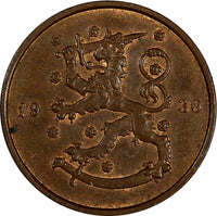 Finland Copper 1930 10 Penniä  aUNC Condition KM# 24 (17 473)