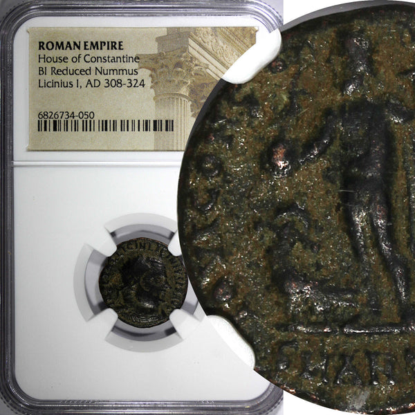ROMAN Licinius I AS CAESAR AD 308-324 BI REDUCED NUMMUS /JUPITER NGC (050)