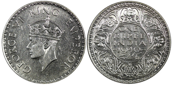 India-British George VI Silver 1940 (B) Rupee Mint Luster KM# 556 (22 246)