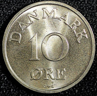 Denmark Frederik IX Copper-Nickel 1957  10 Øre GEM BU COIN KM# 841.2 (23 846)