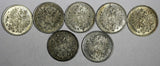 Finland Nicholas II Silver LOT OF 7 COINS 1909 L 25 Penniä KM# 6.2 (19 766)
