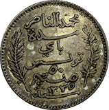 TUNISIA Muhammad V Silver AH1335 1916 A 50 Centimes aUNC KM# 237 (18 976)