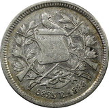 Guatemala Silver 1888 E 25 Centavos SCARCE VARIETY KM# 205.1 (22 590)