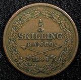 SWEDEN Oscar I Copper 1844 1/3 Skilling Mintage-226 368 KM# 657 (547)