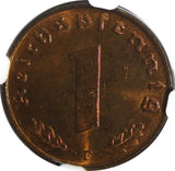 Germany-Third Reich Bronze 1939 F 1 Reichspfennig NGC MS64 RB KM# 89 (040)