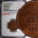 Finland Russian Tsar Nicolas II (1895-1917) 1917 5 Pennia NGC AU DET. KM15 (064)