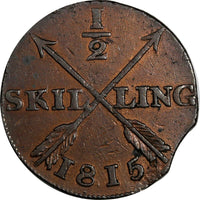 SWEDEN Carl XIII Copper 1815 1/2 Skilling NICE DETAILS KM# 590 (13 689)