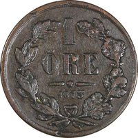 SWEDEN Oscar II Bronze 1873 L A. 1 Ore 19.8 mm KM# 728 (20 490)