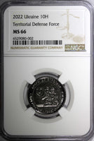 UKRAINE 2022 10 Hryven Territorial Defense Forces NGC MS66 TOP GRADED BY NGC (2)