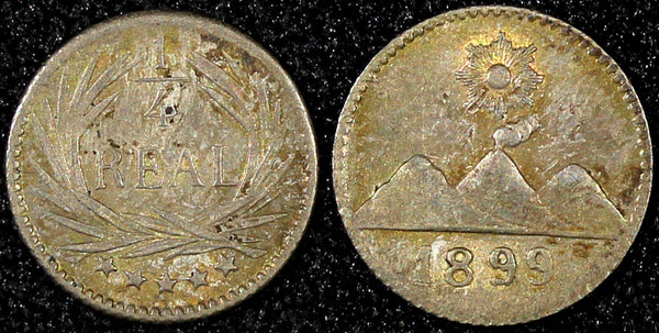 GUATEMALA Silver 1899 1/4 Real  Last Year Type Mintage-80,000 KM# 162 (22 797)