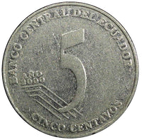 Ecuador Juan Montalvo Steel 2000 5 Centavos Mexico Mint KM# 105 (21 968)