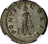 ROMAN EMPIRE Geta AD 209-211 AR Denarius as Caesar  NGC XF. Genius at Altar