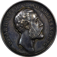 Sweden Oscar II (1873-1907) Silver 1879 Medal 31mm ,12,69g.Nice Toned  (20 858)