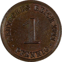 Germany - Empire Wilhelm II Copper 1911 A 1 Pfennig Berlin Mint UNC KM# 10 (247)