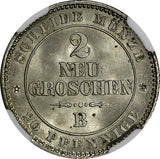 Germany SAXONY-ALBERTINE Johann 1866-B 2 Neu-Groschen NGC MS63 KM#1220 (151)