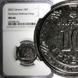 UKRAINE 2022 10 Hryven Territorial Defense Forces NGC MS66 TOP GRADED BY NGC