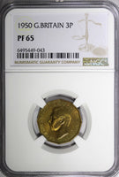 Great Britain George VI PROOF Nickel-Brass 1950 3 Pence NGC PF65 KM# 873 (43)