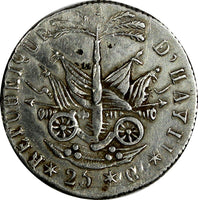 Haiti Republic Alexandre Petion Silver AN14 (1817) 25 Centimes KM# 15.1 (18 304)