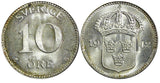 Sweden Gustaf V (1907-1950) Silver 1942 G 10 Öre Last Year GEM BU KM# 780 (078)