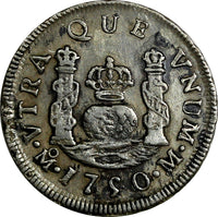 Mexico SPANISH COLONY Ferdinand VI Silver 1750 Mo M 1 Real VF/XF KM# 76.1