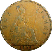 Great Britain George V Bronze 1929 1 Penny KM# 838  (23 336)