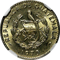Guatemala 1970 5 Centavos LARGE DATE NGC MS66 TOP GRADED KM# 266.1 (027)