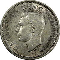 New Zealand George VI Silver 1943 6 Pence Royal Mint XF KM# 8  (20 700)