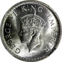 India-British George VI Silver 1941 (B) 1/2 Rupee Bombay NGC MS62 KM# 551 (033)
