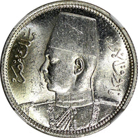 Egypt Farouk Silver AH1358 1939 2 Piastres NGC MS63 Mintage-500,000 KM# 365 (2)