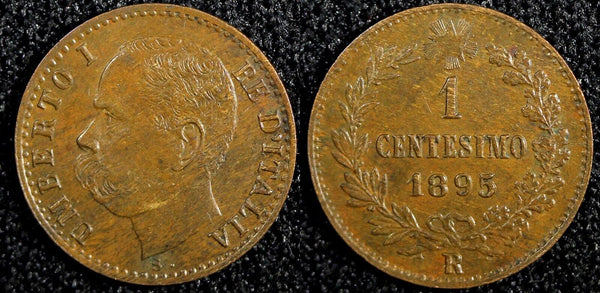 Italy Umberto I Copper 1895 R  1 Centesimo aUNC KM# 29 (23 904)
