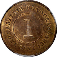 British Honduras Bronze 1885 1 Cent PCGS MS63 RB Mintage-72,000 KM# 6 (13)