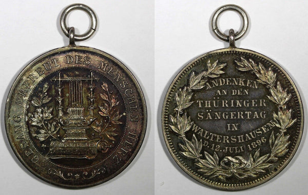 GERMANY SILVER MEDAL 1896 JULY 12 THURINGER SANGERTAG IN WALTER SHAUSEN UNC (5)