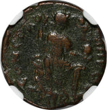 WESTERN ROMAN Honorius  AD 393-423 AE3 Nummus Constantinopolis seated NGC (293)