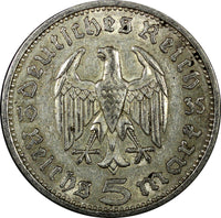 Germany - Third Reich Silver 1935 A 5 Reichsmark Berlin Mint KM# 86 (22 306)
